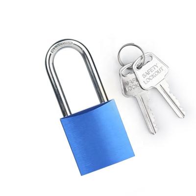 China Aluminum compact anodized aluminum padlock with 6*38mm nylon shackles and key retention feature to prevent accidental operation for sale