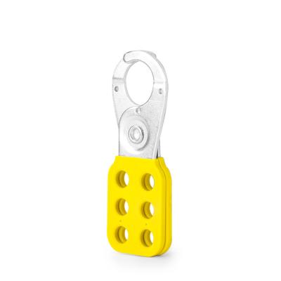 China Support OEM Jaw Diameter 25MM Steel Yellow Group Lockout Latches Device With Injection Mold Vinyl-Coated Handle Holds Op To 6 Padlock for sale