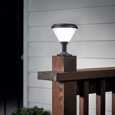 China Solar Powered Aluminum Garden Sensor Pillar Lantern Light Post Cap Light For Outdoor Yard Fence for sale