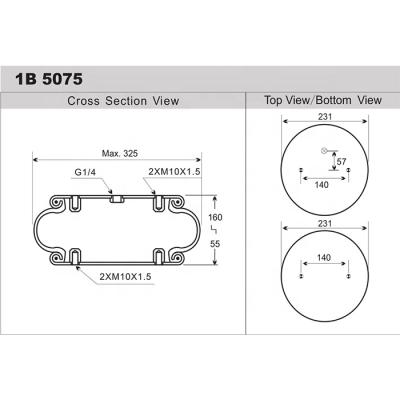 China Auto suspension parts truck suspension bellow single complicated airbag / air spring air / lift shaft bellow 1B 5075 for sale