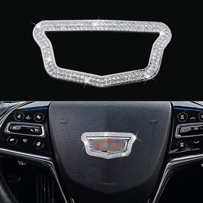 China Decorate Steering Wheel Bling Crystal Emblem Diamond Car Accessories Interior Decal Sticker Fit For Cadillac XTS ATS for sale