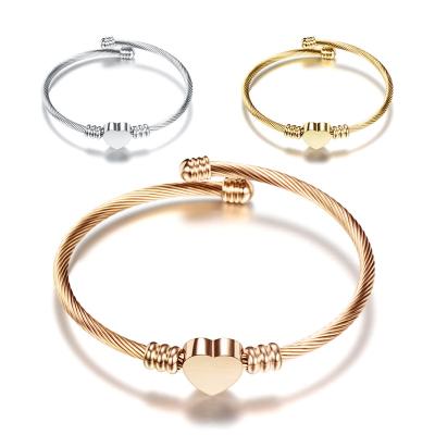 China Vintage High quality gold plated jewelry Gift Heart accessories Stainless steel bracelet for women for sale