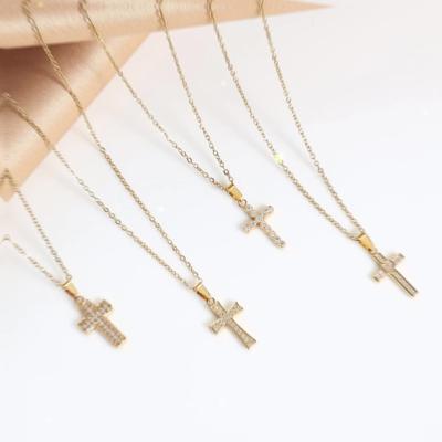 China Simple Design Religious Religious Jewelry Gold Plated Cross Chain Necklace for sale