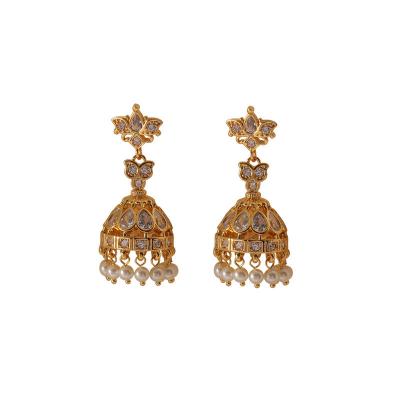 China Wind Chime Women's Vintage Zircon 18K Gold Plated Light Luxury High-grade Silver Needle Bead Dangle Earrings S925 Dangling Jewelry for sale