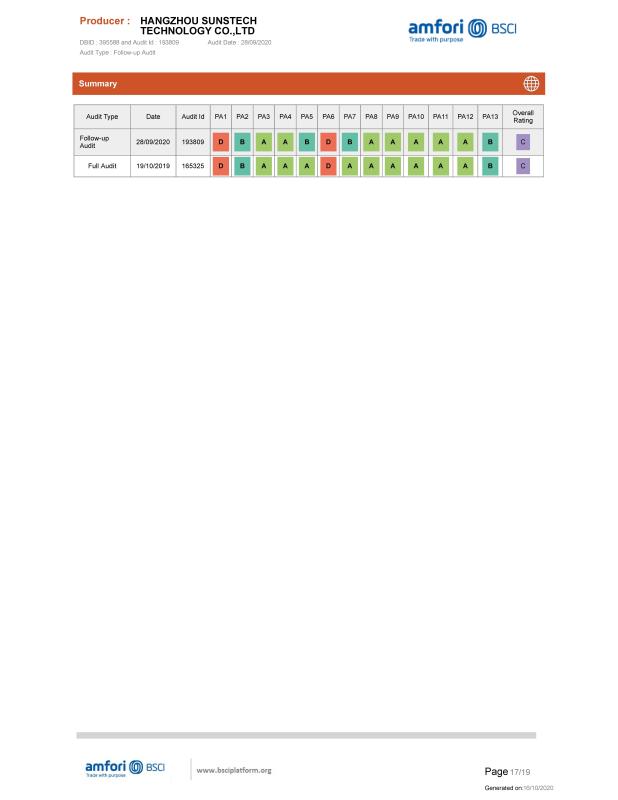 BSCI - Hangzhou Sunstech Technology Co., Ltd.