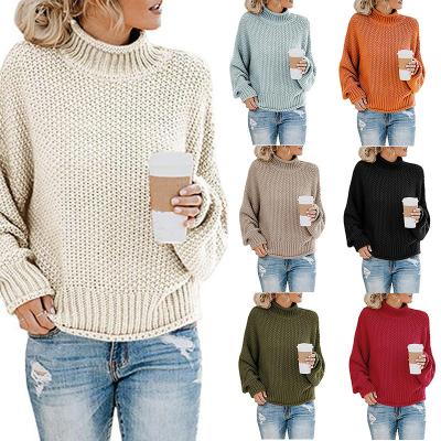 China Anti-pilling New Knitted Sweater Women'S Thick Thread High Neck Pullover Sweater Womens Sweater Tops for sale