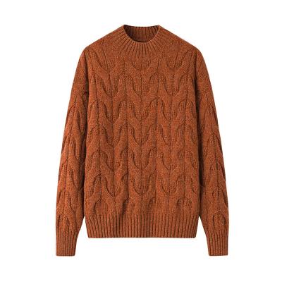 China Anti-wrinkle High Quality Women Cashmere Sweater Vintage Ladies Crew Neck Color Mix Woolen Jumpers Cables Knitted Women Sweater For Winter for sale