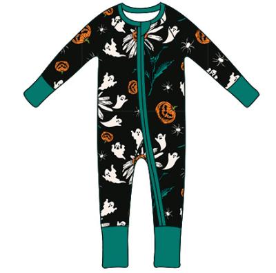 China Washable Qingli OEM&ODM pumpkin ghost pattern infant short zippy rompers dinos kids toddler bubble romper for sale