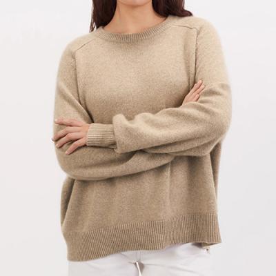 China Anti-Shrink Manufacturer Washable Knit Soft Crew Neck 100% 2ply Cashmere 100 % Wool Sweater Tops Pullover For Women Damen for sale