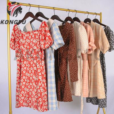 China Breathable summer ladies dress Inventory clearance clothes women Knee-length casual cotton dresses for women for sale