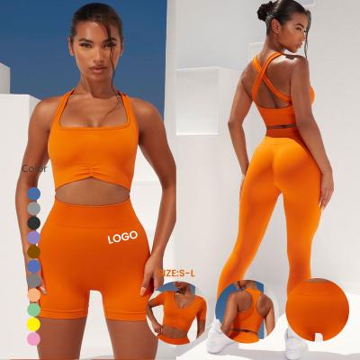 China Breathable Wholesale Clothes Gym Fitness Work Out Suit Active Wear Yoga Conjunto Deportivo Mujer Fitness Workout Clothing Yoga Sets for sale