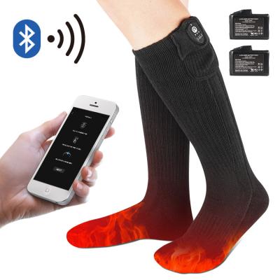 China Sporty Self Heating Men Socks Wholesale Foot Warmer Bluetooth Smart App Electric Battery Operated Heated Ski Socks for sale