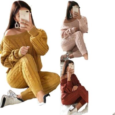 China Anti-pilling Womens Multi-color Sweater Suit Comfortable Sweater Solid Color Womens Knit Sweater Sets Women for sale