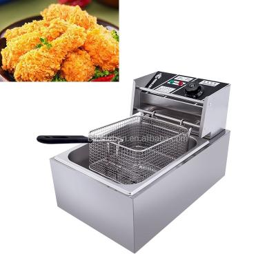 China Hotels Commerical Electric Deep Fryers Counter Top Stainless Steel 1 Basket 1 Tank Deep Fryer Chips for sale