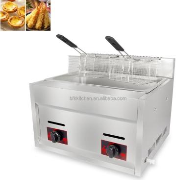 China 6L+6L Hotels Deep Kitchen Equipment Double Tank Table Top Gas Fryer Double Tank Fryers for sale