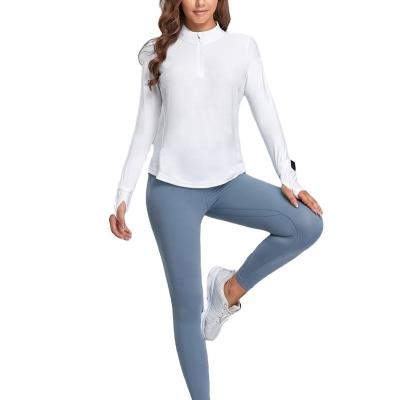 China Luxury QUICK DRY Long Sleeve Women's Custom Stand Collar T-shirt Plain Logo Fitness Long Sleeve Women's Tops for sale