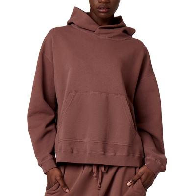 China Custom Logo Blank Plain Anti-Wrinkle 100% Cotton No Drawstrings Brown Oversized Heavy Men's Hoodie for sale