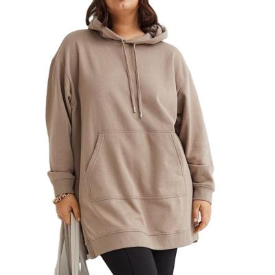 China Anti-Wrinkle Women Big And Tall Pullover Drawstring Sweatshirt Oversized Casual Hooded Dress With Single Pocket Hoodies for sale