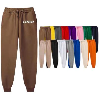 China custom Anti-wrinkle logo sweat sweatpants printed simple brown cargo men jogging empty pants women track pants white fleece men's jogger pants for sale