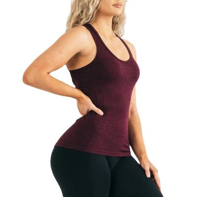 China Gym Custom Support QUICK DRY Compressive Yoga Sports Workout Color Fitness Seamless Tank Top For Women for sale