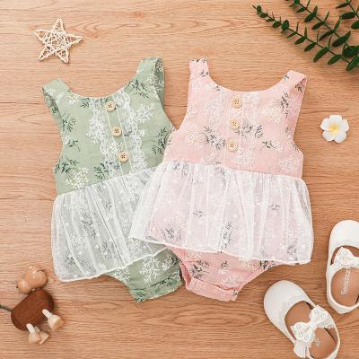 China 100% Cotton Printed Baby Summer Mesh Triangle Soft Baby Kids Overalls Sleeveless Romper for sale