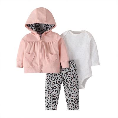 China CFR A575 Anti-Static Spring And Autumn Coat Sets Long Sleeve Hoodie Pants Baby Three Sets 100% Cotton Baby Clothes Set for sale