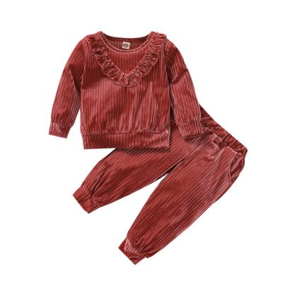 China CTY2791 Children's Clothing Anti-Shrink Drop and Long Sleeve Winter Girl Clothes Kids Long Sleeve Pants Two-Piece Sets for sale