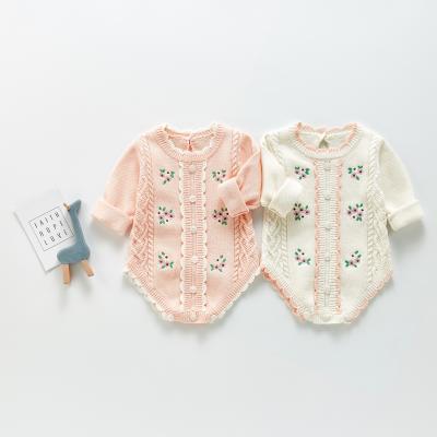 China 100% Organic Cotton CBB 213H20 Baby Knit Printed Jumpsuit Autumn Long Sleeve Embroidered Princess Winter Romper for sale