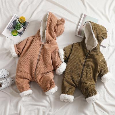 China 1938 100% CQJ fiber romper corduroy winter bamboo kids and heavy baby outwear hooded baby crawling wear kids romper for sale