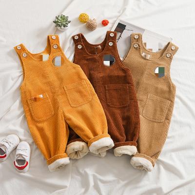 China CQJ 5515 Plush Anti-wrinkle Children's Winter Style Children's Corduroy Suspenders Baby Casual Pants for sale