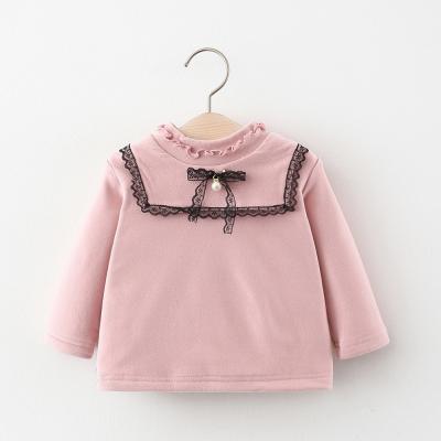 China 2022 CCXTG255 Girl's new lace new lace children's collar drop bottom shirt viable plush top wholesale square children for sale