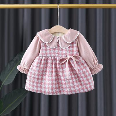 China CCXTG356 Children's Casual Wear New Lace Collar Plaid Winter Breathable Kids Dress Girls Plush Skirt Wholesale for sale