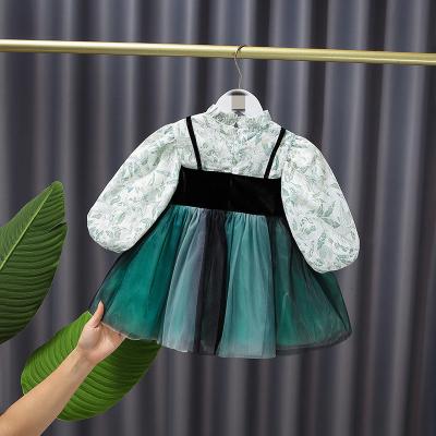 China CYB E21355 Small Casual Girl's Dress CYB E21355 Petite Flower Girl's Tulle Flower Girl's Princess Dress Pompous Skirt Fall Court Velvet for sale