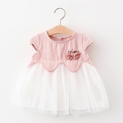 China CCXTE972 Wholesale 2022 Summer Breathable Casual Dress Girl's Wing Plaid Quilted Mesh Girls Toddler Dress for sale