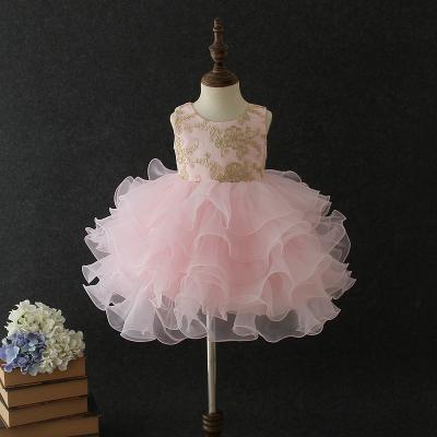 China HGG02 Baby Dress Kids Anti-Static Ruffles Lace Up Party Wedding Dresses Fairy Princess Dresses for sale