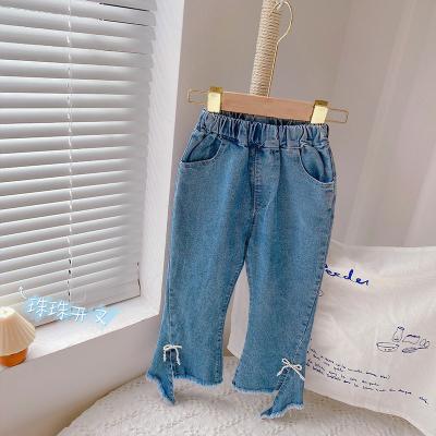 China Anti-wrinkle girls pants in children's new bell bottom casual spring baby jeans pants for sale