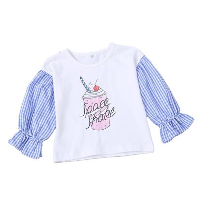 China CYYX Y-383 Lovely Breathable Drop Baby Tops Cotton T-shirt Clothes Printed Long Sleeve Children Tops For Girls Children for sale