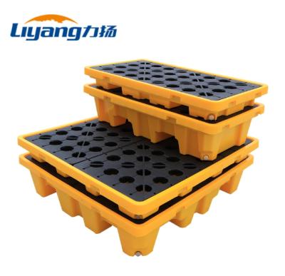 China China Factory Price Plastic Spill Container Single Sided Pallet Cheap Oil Storage 4 Drum for sale