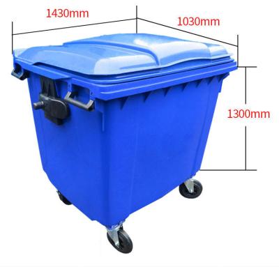 China Large Capacity Viable 1100 Liter Trash Can Kitchen Tableware Waste Storage Garbage Waste Holding Hospital Gargabe Bin for sale