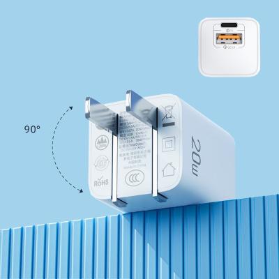 China Good Quality Mobile Phone Etc.electronic Product Supplier Mini Foldable PD 20W Wall Charger US Plug 1A1C USB A Type C Travel Adapter Fast For iPhone 14/14 Pro/13 pro for sale