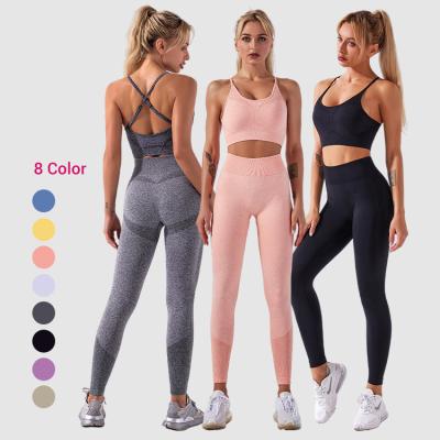 China Breathable Seamless 2 Piece Yoga Workout Sets For Women Fitness Fits Sport Gym Wear Sportswear Lady Sexy for sale