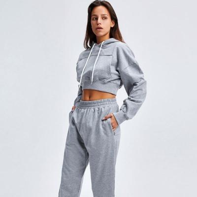 China Women Long Sleeve Hooded Sports Fitness Cotton Breathable Casual Tracksuits Two-Piece Set Sweatsuit Loosely for sale