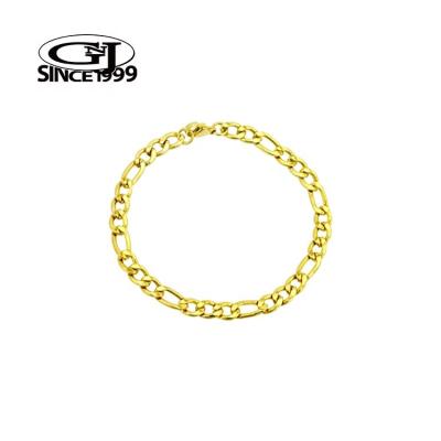 China Hip Hop Gold Bracelet Big Baller Figaro Link Stainless Steel GNJ Custom Packaging Barcode Body Jewelry Chain for sale