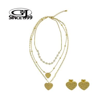 China Stylish Layered Necklace Graceful Elegant multiple Intricate Hearts Stainless Steel GNJ Custom Packaging Barcode Body Jewelry for sale