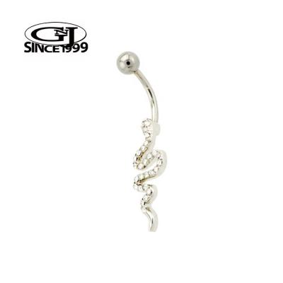 China TRENDY Belly Piercing Dazzling Sparkling Snake with multiple CZ stones 316L Surgical Steel GNJ MANUFACTURING Body Jewelry Belly Ring for sale