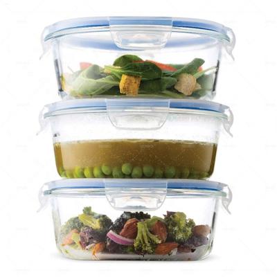 China Freshness Keeping Round Borosilicate Glass Meal Prep Heat Resistant Food Container With Locking Lid For Child for sale