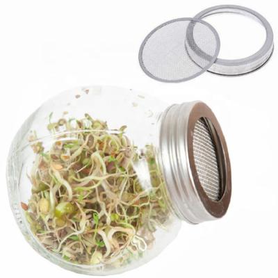 China Sustainable New Products Kitchen Seed Sprout Glass Mason Jar With Stainless Steel Mesh Lid for sale