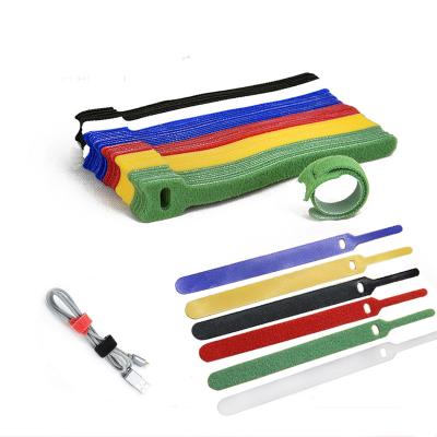 China Wholesale Stock Viable Back to Back Colorful Reusable Amazon Hook and Loop Strap Tether Cable Ties Hot à venda