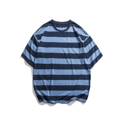 China OEM Anti-Shrink Mens Supplier Byval China Designers Clothes 100% Cotton Anti-Shrink Short Sleeve Custom Design Over Size T-Shirt Striped Mens for sale