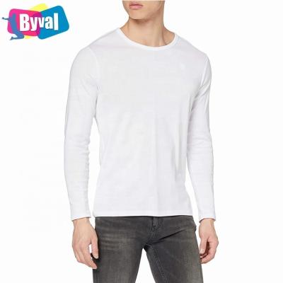 China Byval Anti Wrinkle Men's 100% Cotton O-Neck Sleeves Long Soft Comfortable Fitness Sleep Outwear New Factory Customized Wholesale T-Shirts for sale